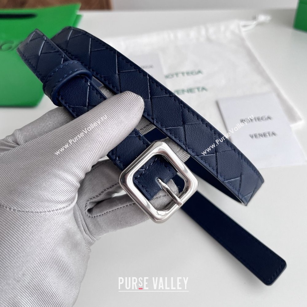 Bottega Veneta Womens Contour Belt 2cm BV111705 Blue/Silver 2025 (YANG-25111706)
