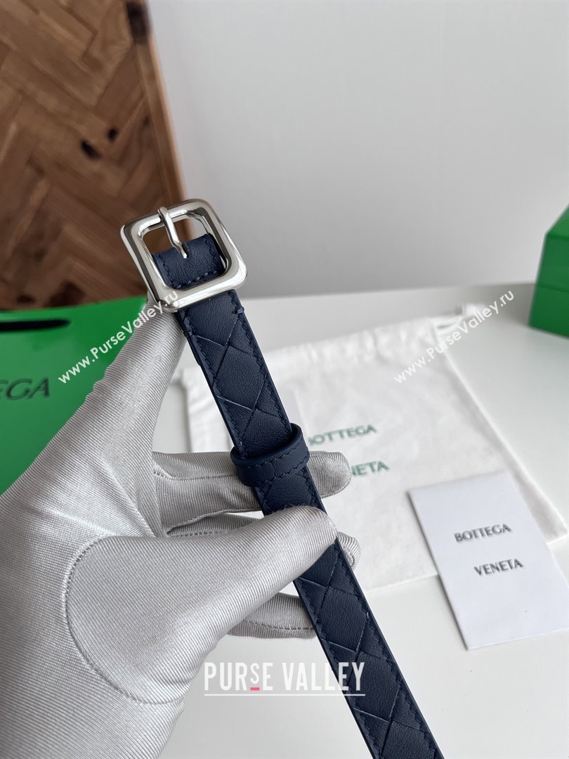 Bottega Veneta Womens Contour Belt 2cm BV111705 Blue/Silver 2025 (YANG-25111706)