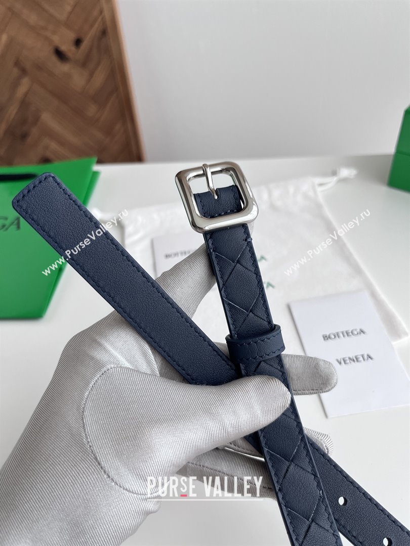 Bottega Veneta Womens Contour Belt 2cm BV111705 Blue/Silver 2025 (YANG-25111706)