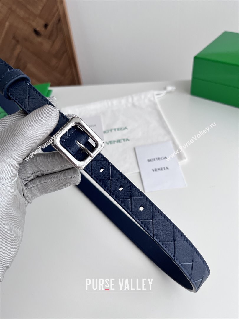 Bottega Veneta Womens Contour Belt 2cm BV111705 Blue/Silver 2025 (YANG-25111706)