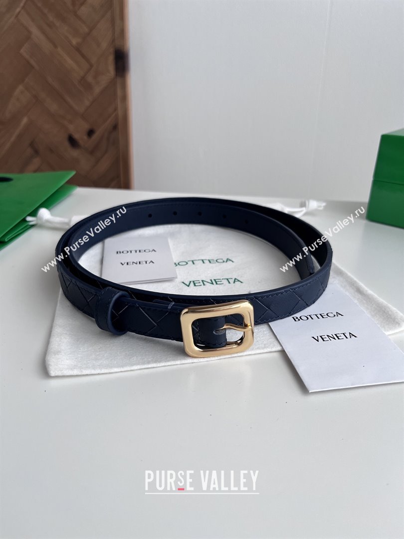 Bottega Veneta Womens Contour Belt 2cm BV111707 Blue/Gold 2025 (YANG-25111707)