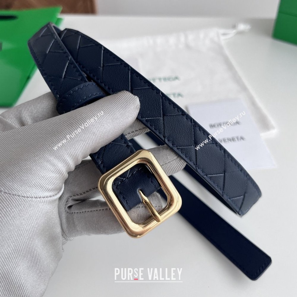 Bottega Veneta Womens Contour Belt 2cm BV111707 Blue/Gold 2025 (YANG-25111707)