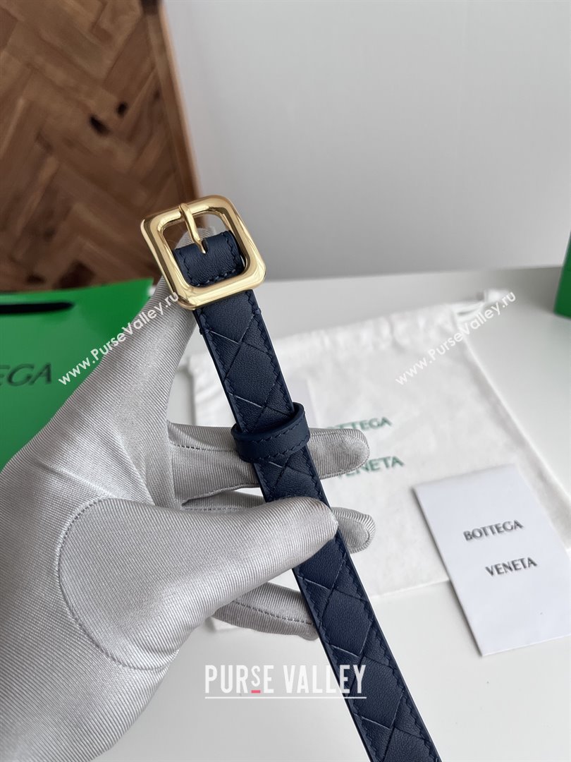 Bottega Veneta Womens Contour Belt 2cm BV111707 Blue/Gold 2025 (YANG-25111707)