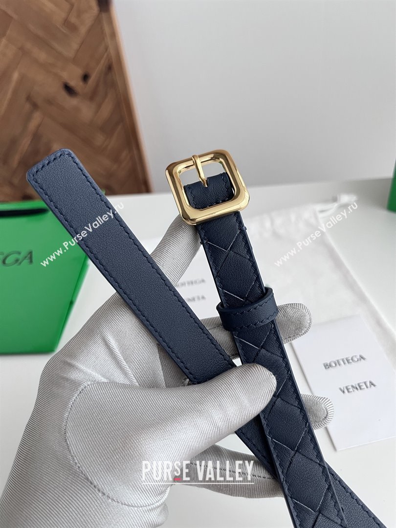 Bottega Veneta Womens Contour Belt 2cm BV111707 Blue/Gold 2025 (YANG-25111707)