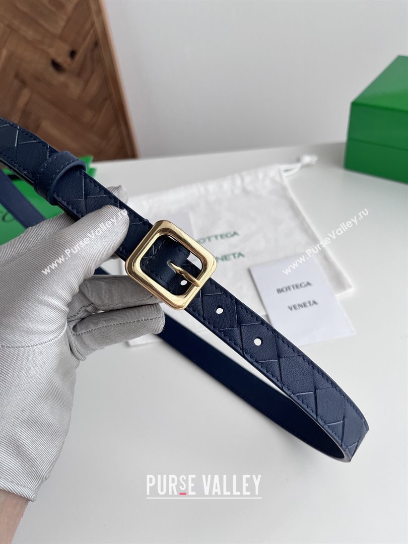 Bottega Veneta Womens Contour Belt 2cm BV111707 Blue/Gold 2025 (YANG-25111707)