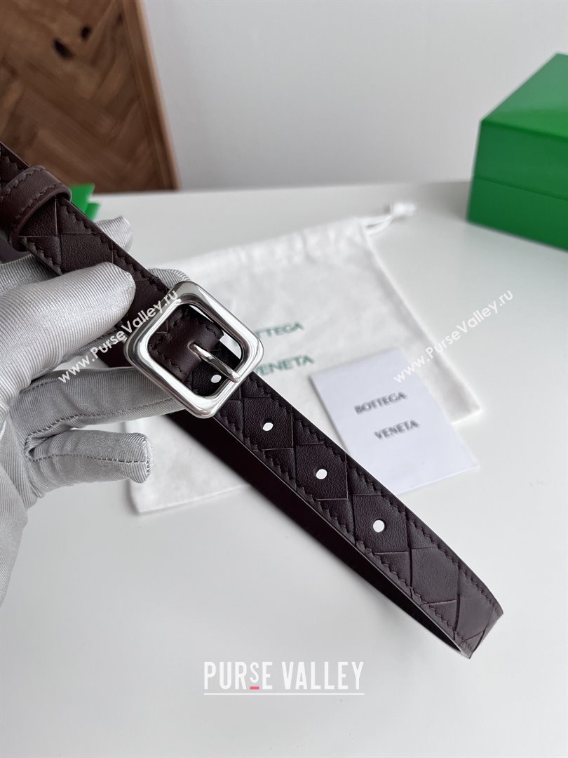 Bottega Veneta Womens Contour Belt 2cm BV111708 Fondant Brown/Silver 2025 (YANG-25111708)