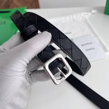 Bottega Veneta Womens Contour Belt 2cm BV111710 Black/Silver 2025 (YANG-25111710)