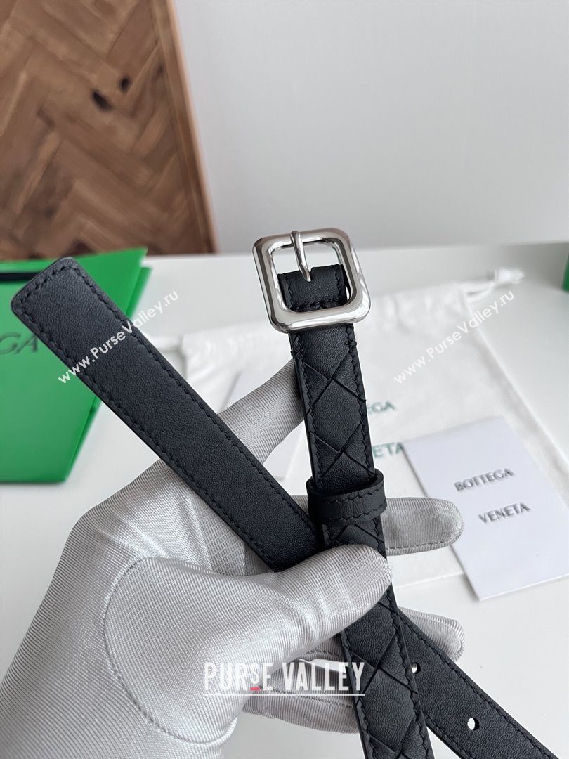 Bottega Veneta Womens Contour Belt 2cm BV111710 Black/Silver 2025 (YANG-25111710)