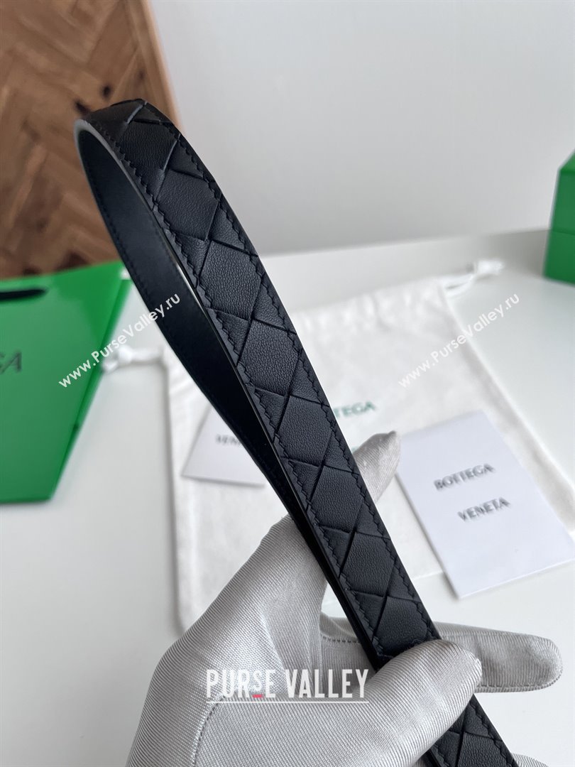 Bottega Veneta Womens Contour Belt 2cm BV111710 Black/Silver 2025 (YANG-25111710)