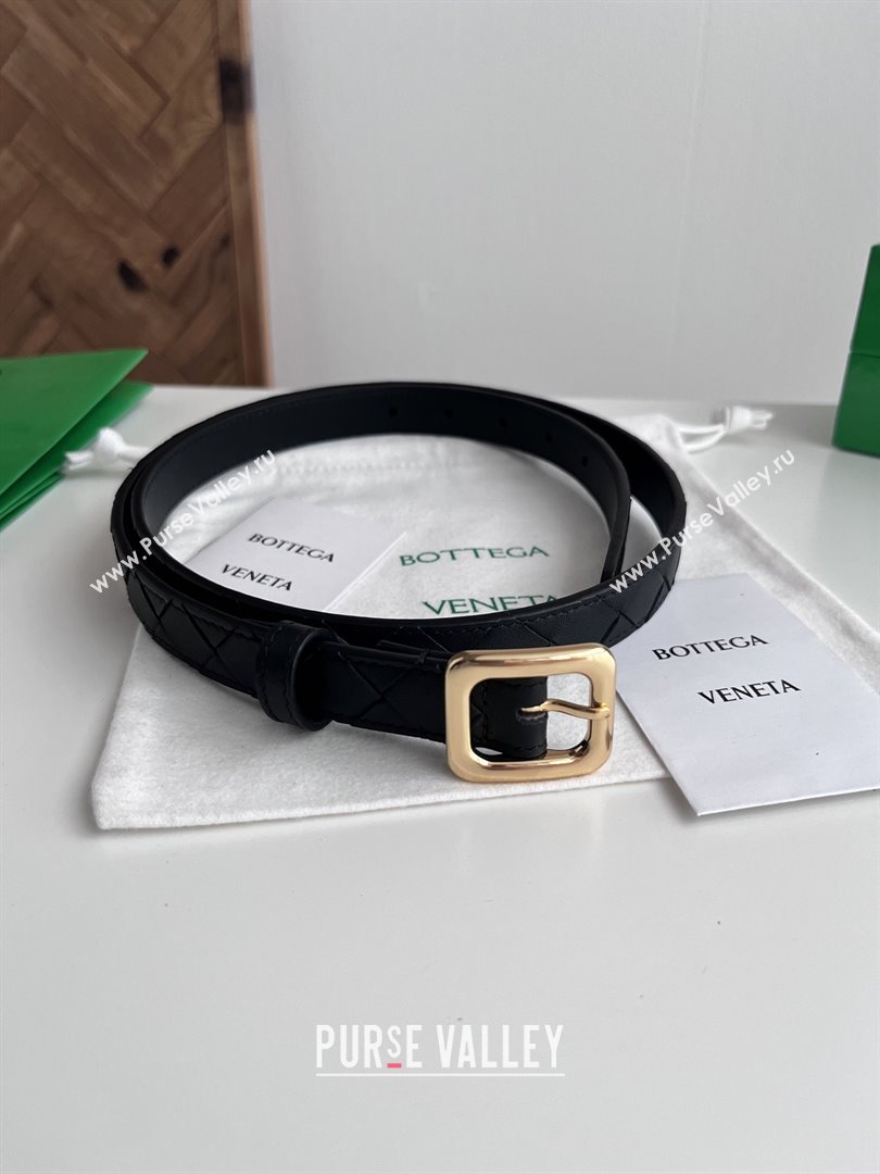 Bottega Veneta Womens Contour Belt 2cm BV111711 Black/Gold 2025 (YANG-25111711)