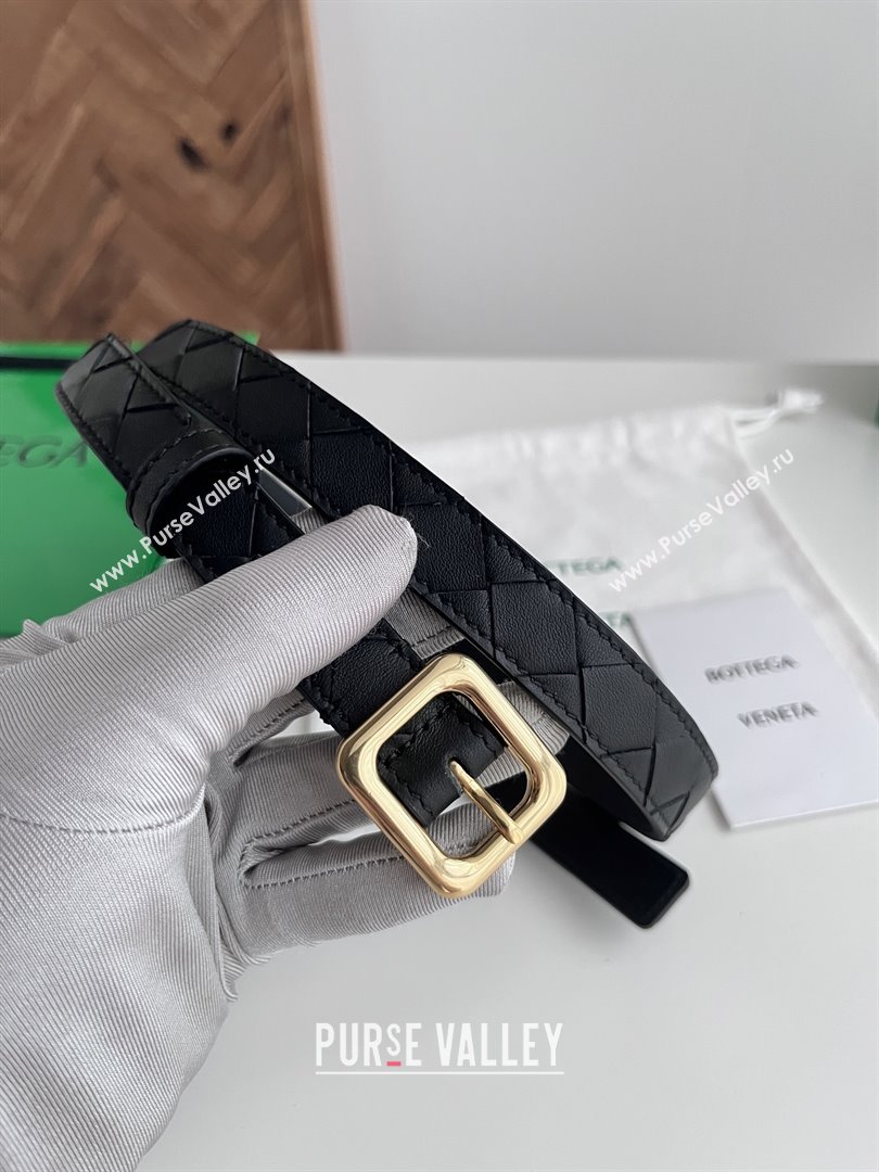 Bottega Veneta Womens Contour Belt 2cm BV111711 Black/Gold 2025 (YANG-25111711)