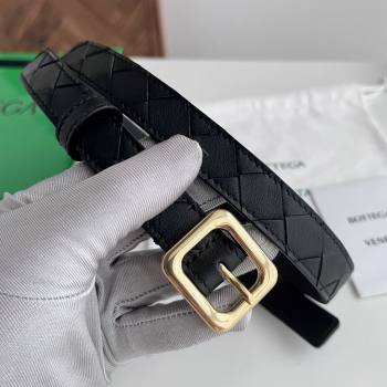 Bottega Veneta Womens Contour Belt 2cm BV111711 Black/Gold 2025 (YANG-25111711)