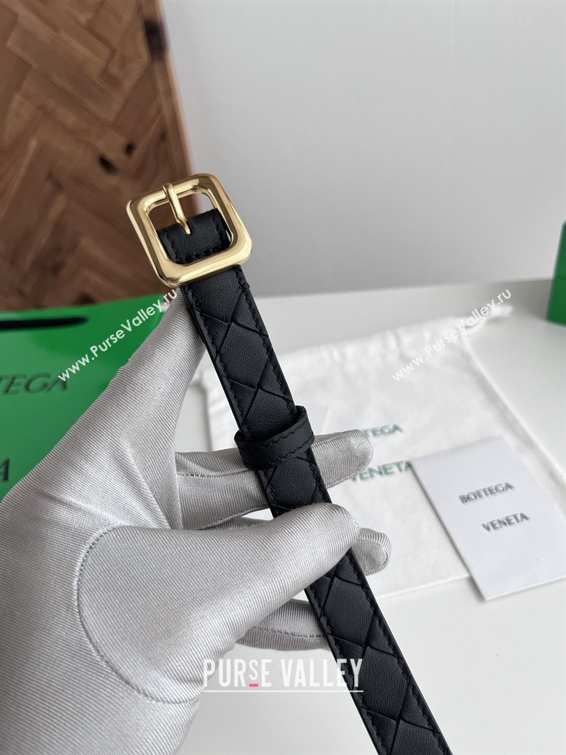 Bottega Veneta Womens Contour Belt 2cm BV111711 Black/Gold 2025 (YANG-25111711)