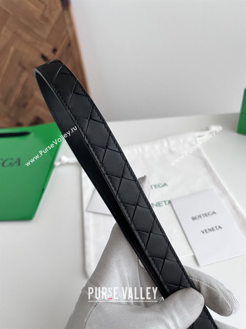 Bottega Veneta Womens Contour Belt 2cm BV111711 Black/Gold 2025 (YANG-25111711)
