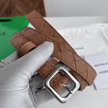Bottega Veneta Womens Contour Belt 2cm BV111712 Brown/Silver 2025 (YANG-25111712)