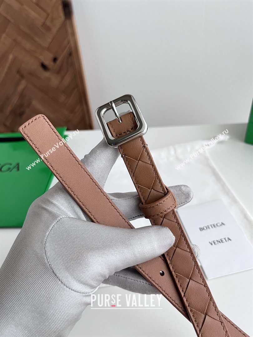 Bottega Veneta Womens Contour Belt 2cm BV111712 Brown/Silver 2025 (YANG-25111712)