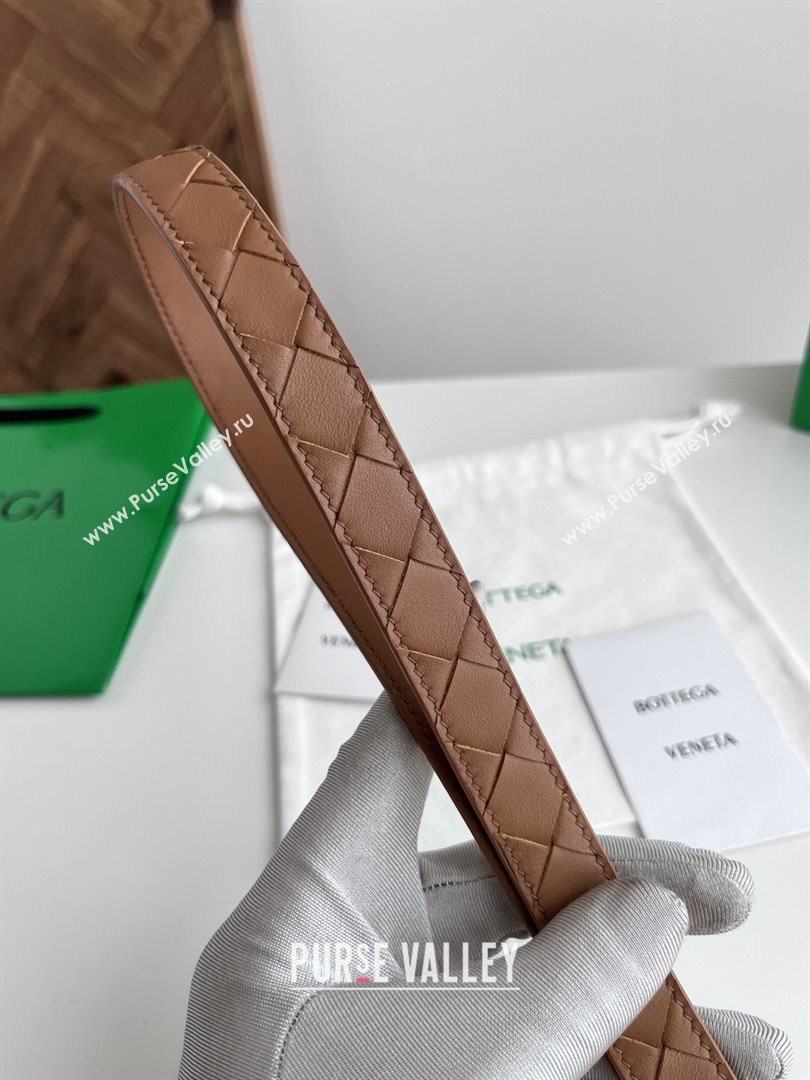 Bottega Veneta Womens Contour Belt 2cm BV111712 Brown/Silver 2025 (YANG-25111712)