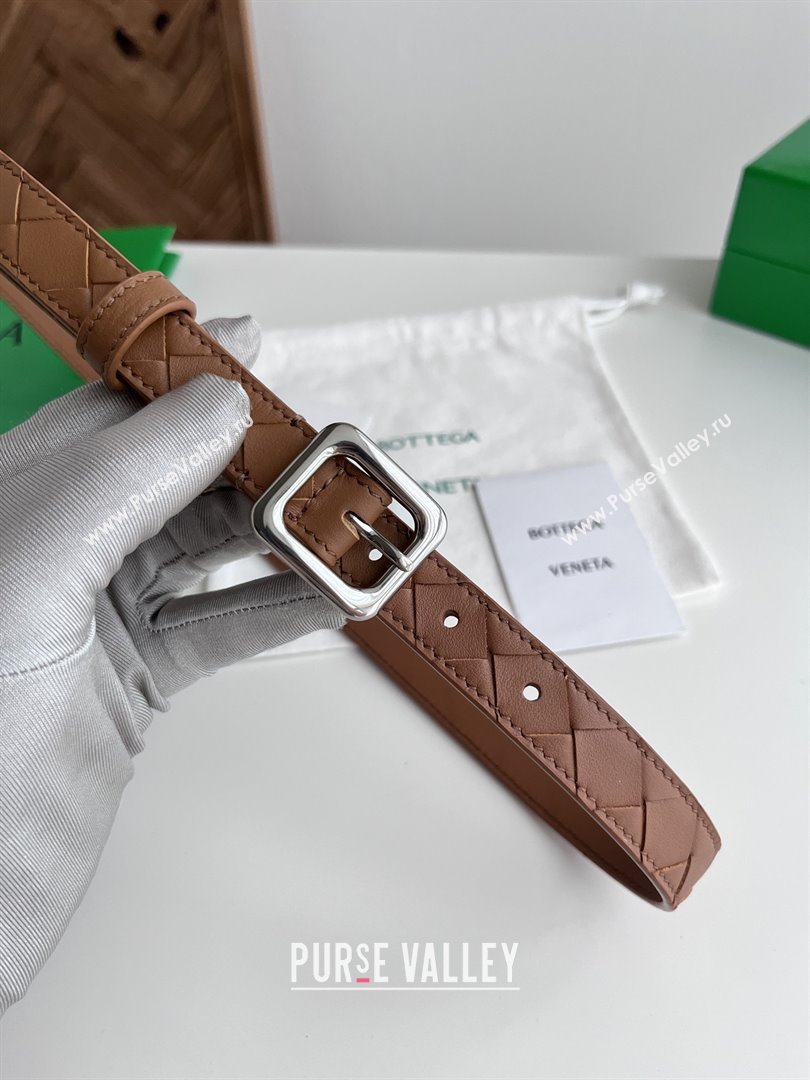 Bottega Veneta Womens Contour Belt 2cm BV111712 Brown/Silver 2025 (YANG-25111712)