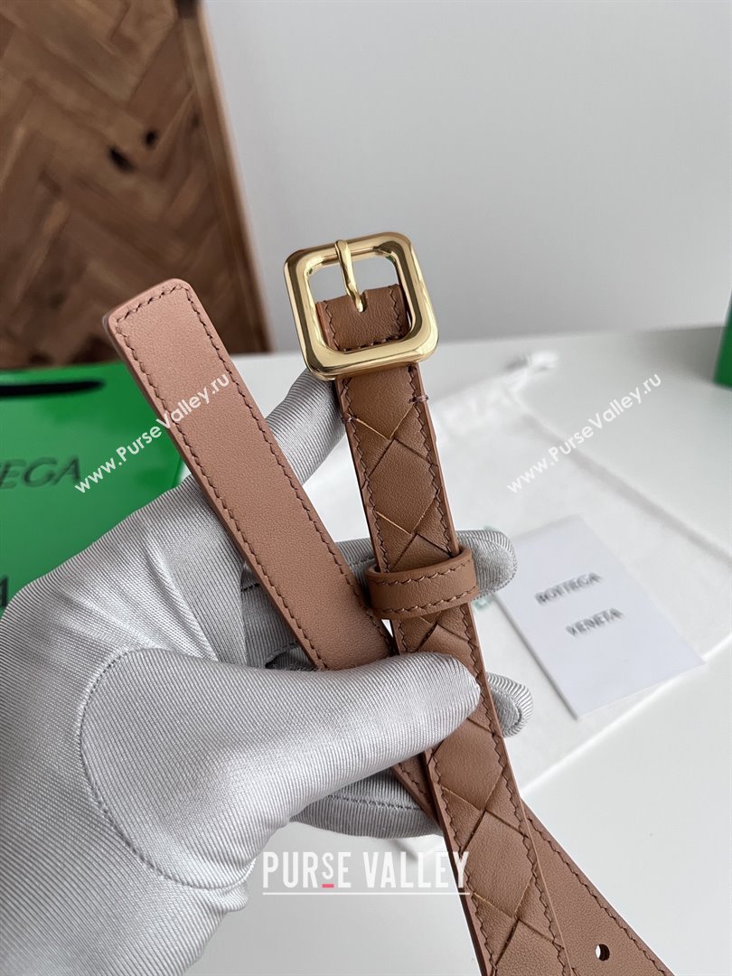 Bottega Veneta Womens Contour Belt 2cm BV111713 Brown/Gold 2025 (YANG-25111713)