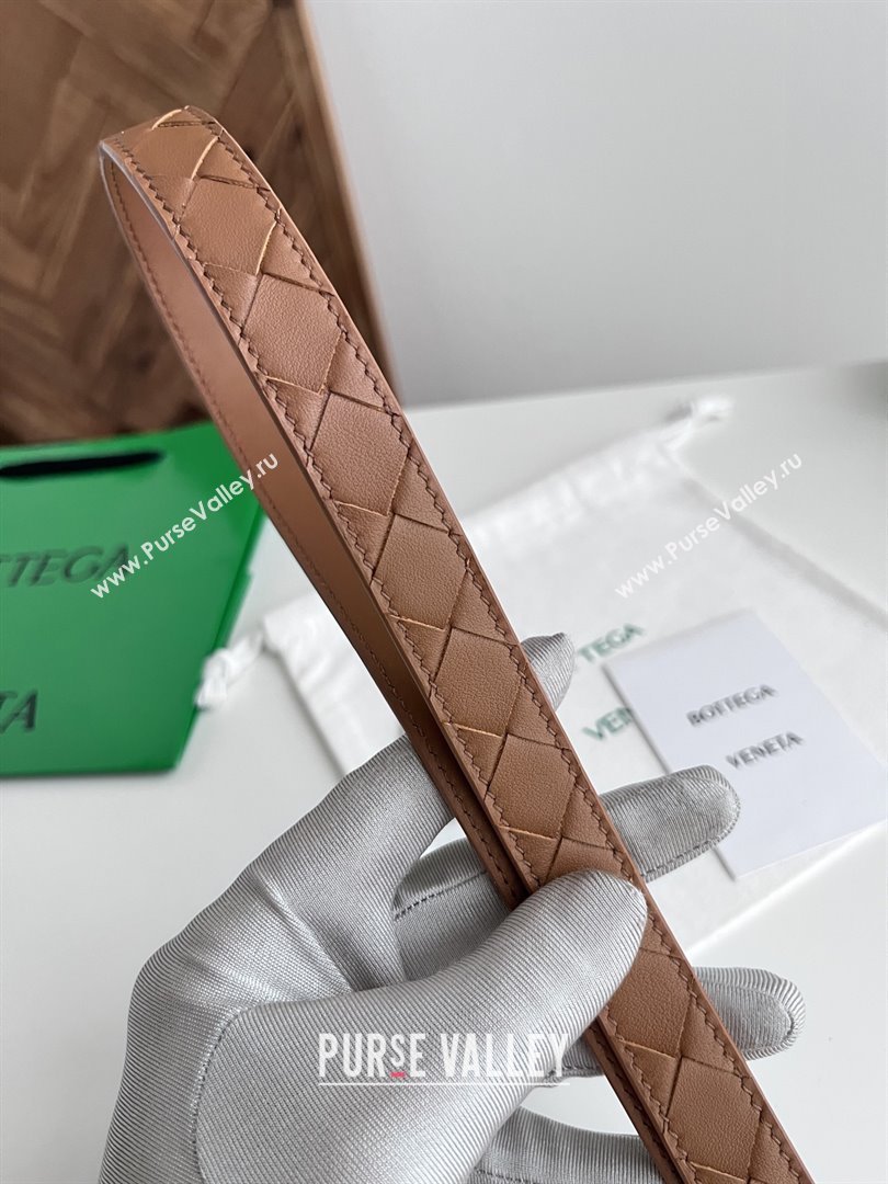 Bottega Veneta Womens Contour Belt 2cm BV111713 Brown/Gold 2025 (YANG-25111713)