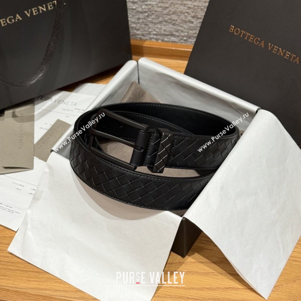 Bottega Veneta Intreccio Loop Belt BV111401 Black/Black 2025 (YANG-25111401)