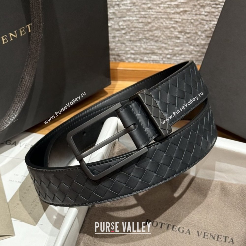 Bottega Veneta Intreccio Loop Belt BV111401 Black/Black 2025 (YANG-25111401)