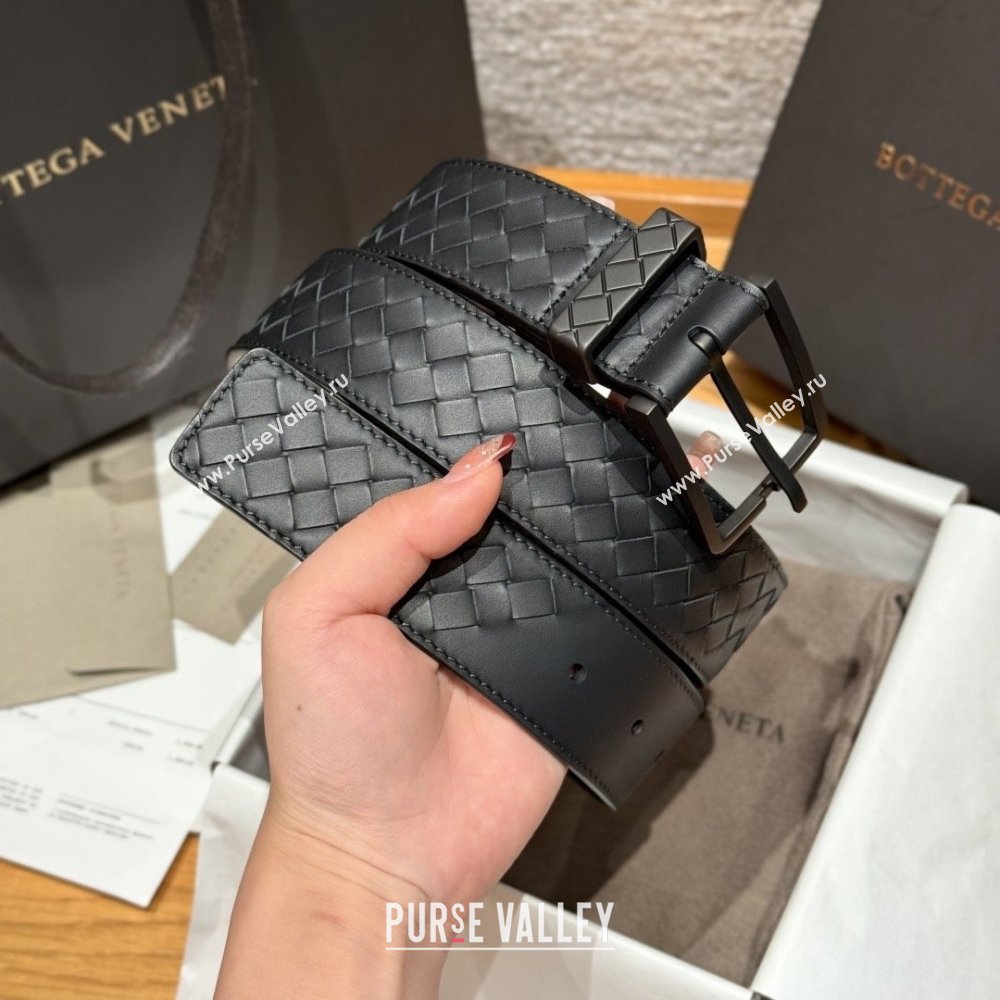 Bottega Veneta Intreccio Loop Belt BV111401 Black/Black 2025 (YANG-25111401)
