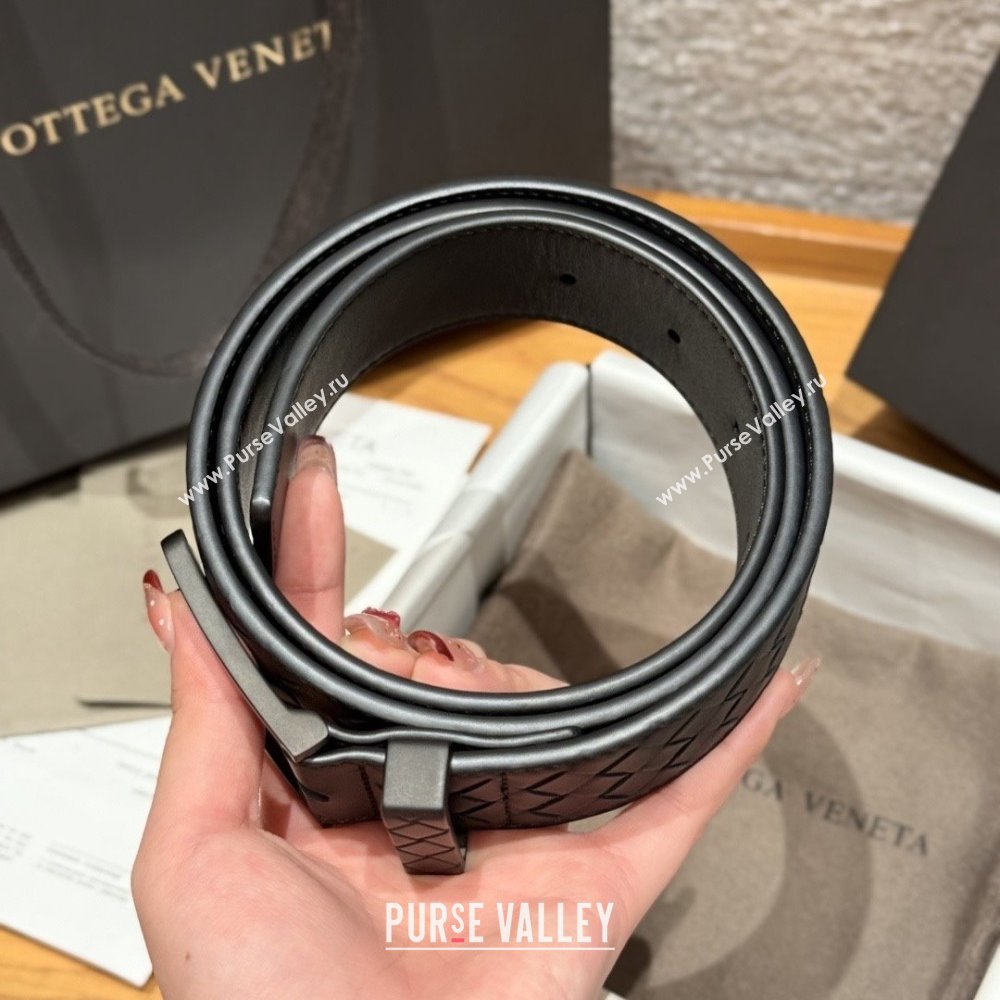 Bottega Veneta Intreccio Loop Belt BV111401 Black/Black 2025 (YANG-25111401)