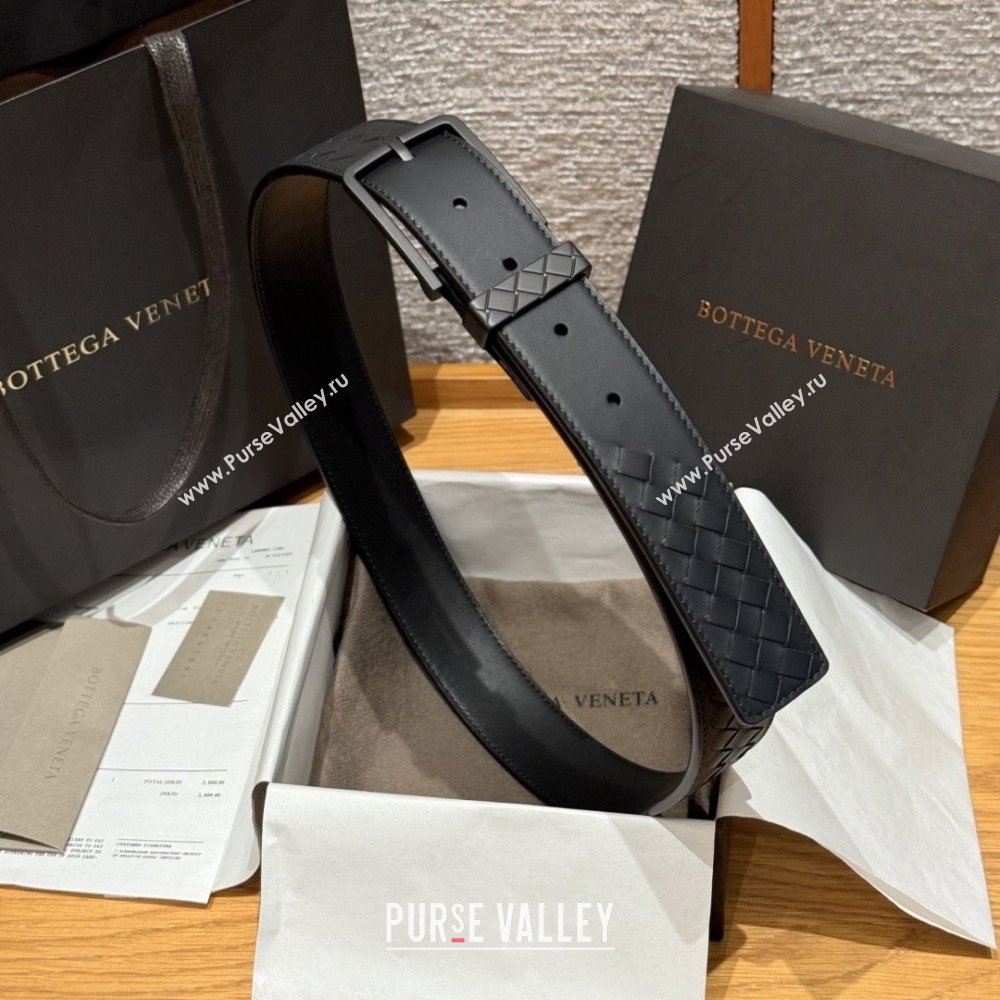 Bottega Veneta Intreccio Loop Belt BV111401 Black/Black 2025 (YANG-25111401)
