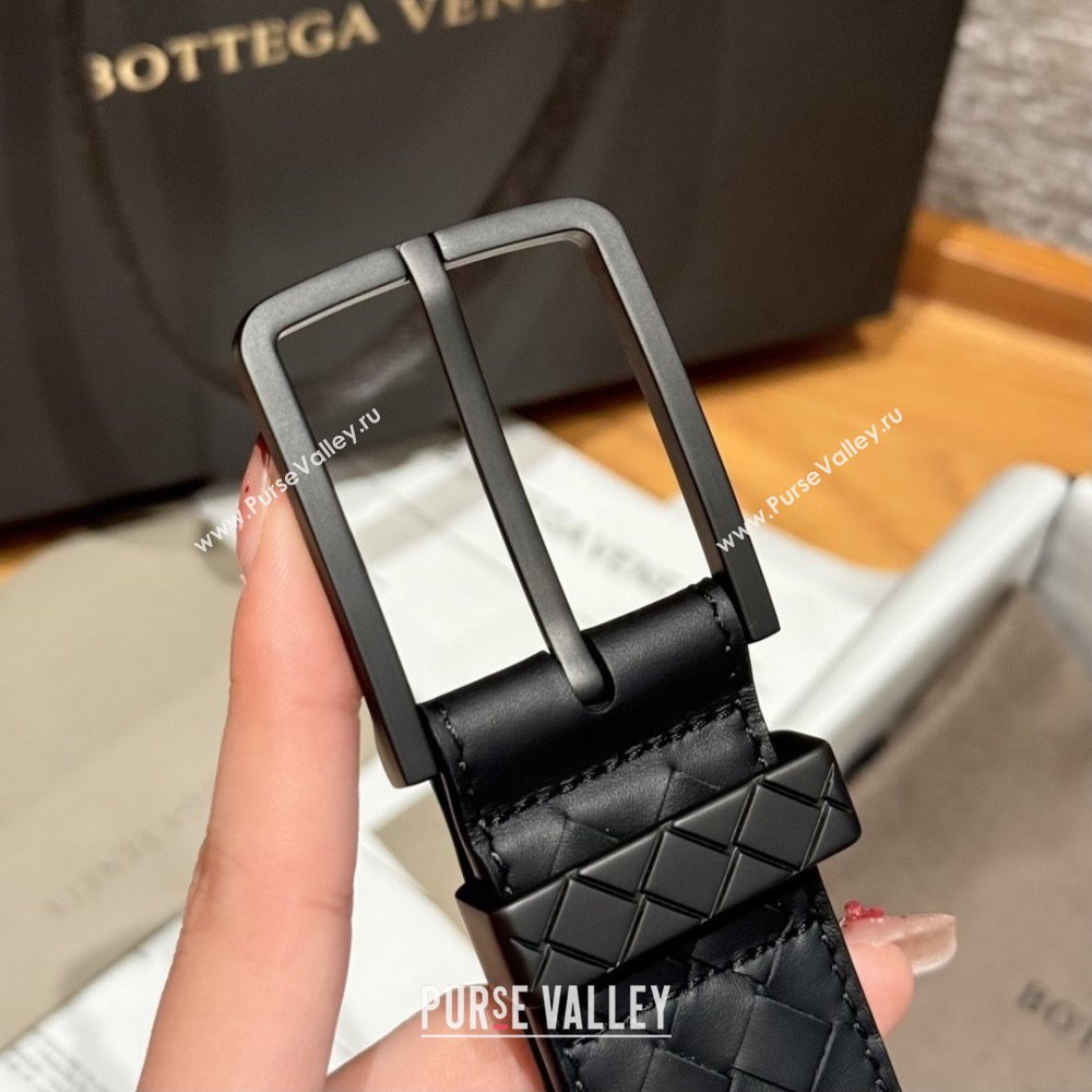 Bottega Veneta Intreccio Loop Belt BV111401 Black/Black 2025 (YANG-25111401)