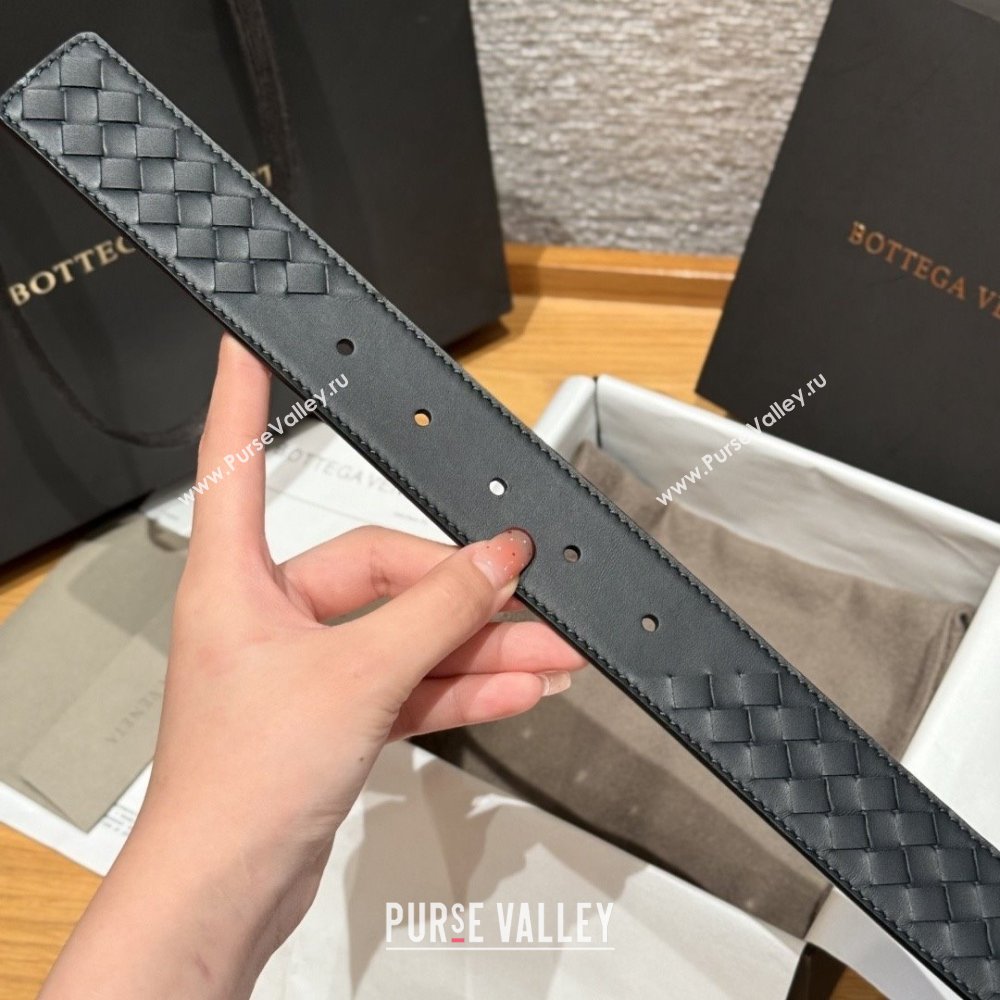 Bottega Veneta Intreccio Loop Belt BV111401 Black/Black 2025 (YANG-25111401)