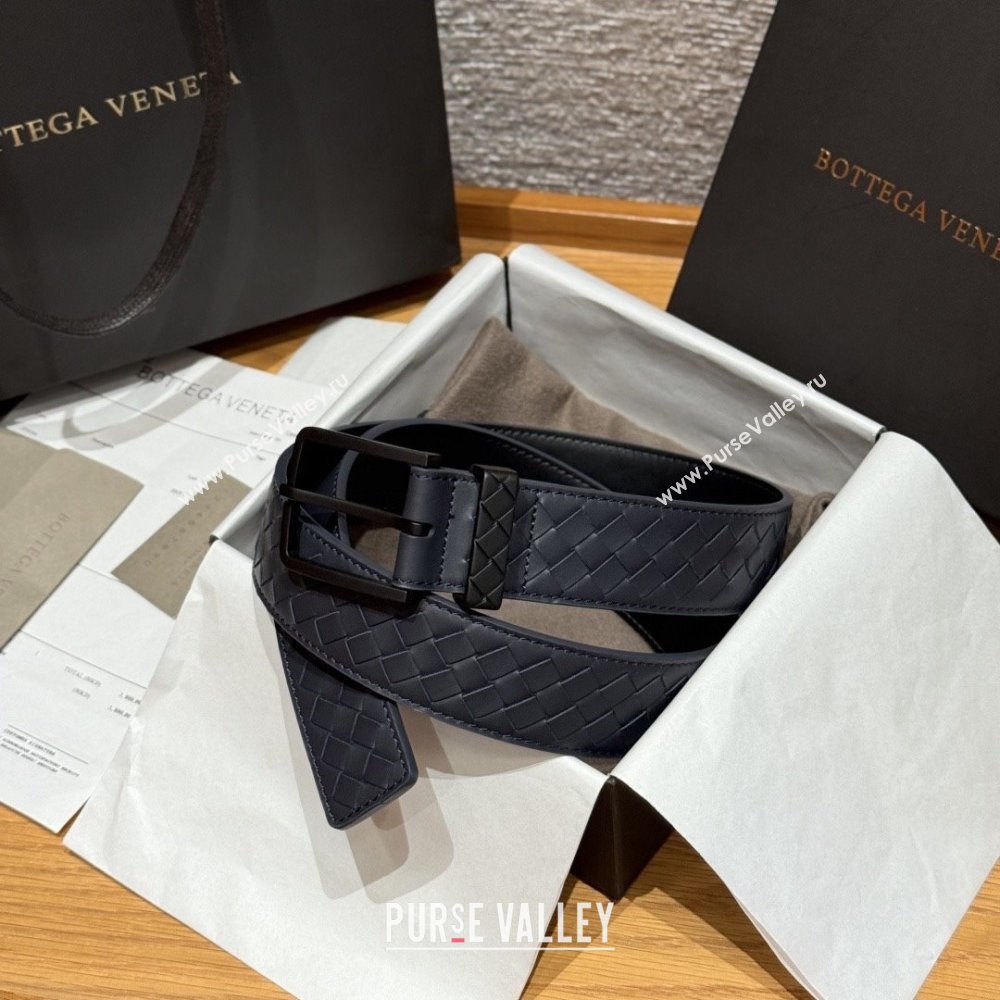 Bottega Veneta Intreccio Loop Belt BV111402 Blue/Black 2025 (YANG-25111402)