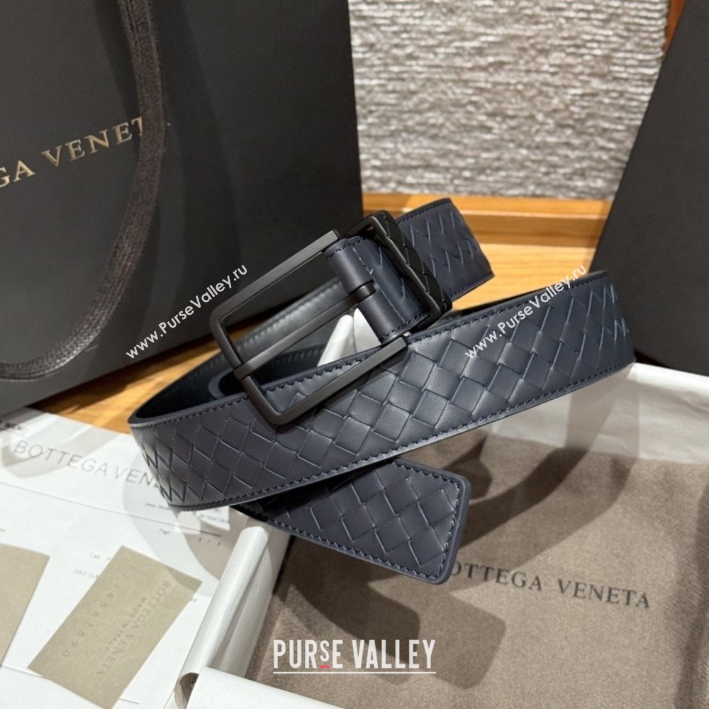Bottega Veneta Intreccio Loop Belt BV111402 Blue/Black 2025 (YANG-25111402)
