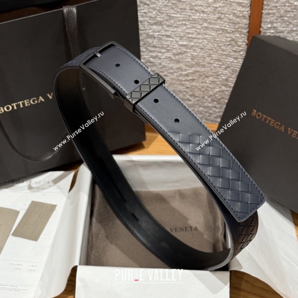 Bottega Veneta Intreccio Loop Belt BV111402 Blue/Black 2025 (YANG-25111402)