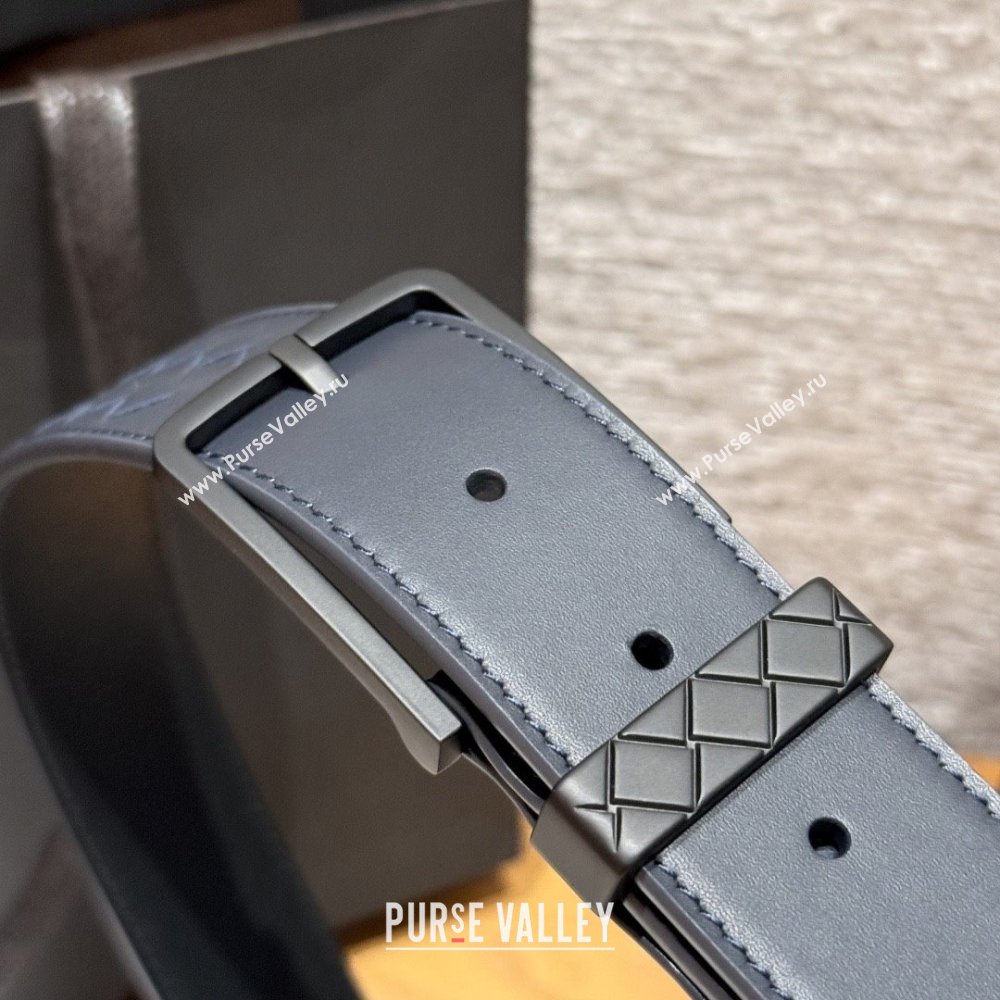 Bottega Veneta Intreccio Loop Belt BV111402 Blue/Black 2025 (YANG-25111402)