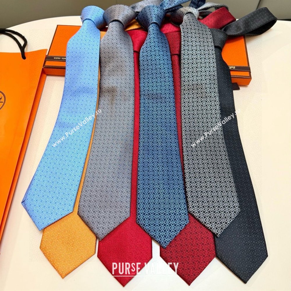 Hermes Silk Tie H111802 Grey/Black 2025 (A-25111802)