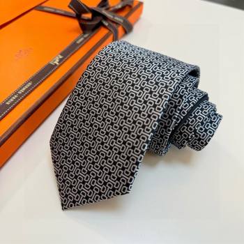 Hermes Silk Tie H111802 Grey/Black 2025 (A-25111802)