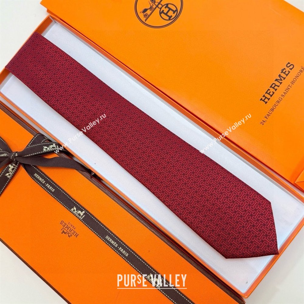 Hermes Silk Tie B111803 Deep Red 2025 (A-25111803)