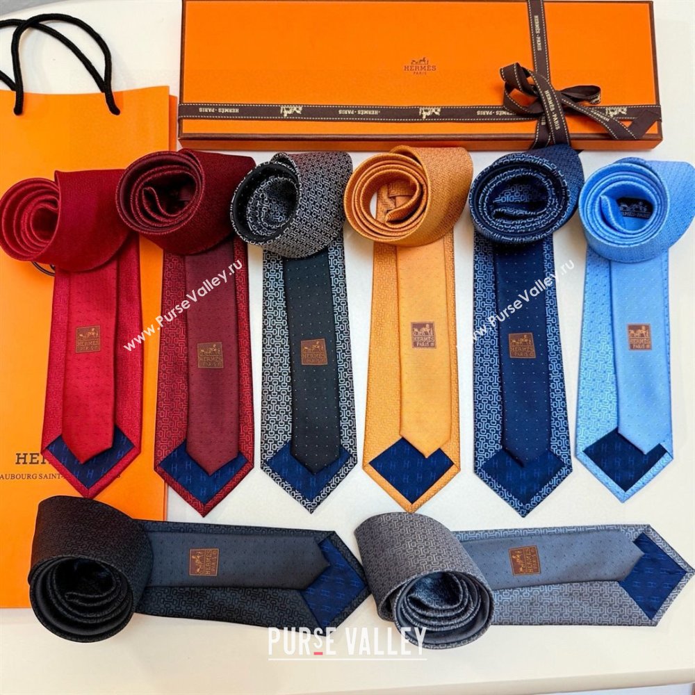 Hermes Silk Tie B111804 Black 2025 (A-25111804)