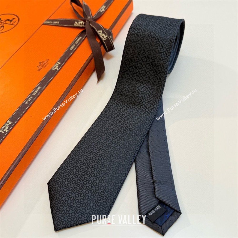 Hermes Silk Tie B111804 Black 2025 (A-25111804)