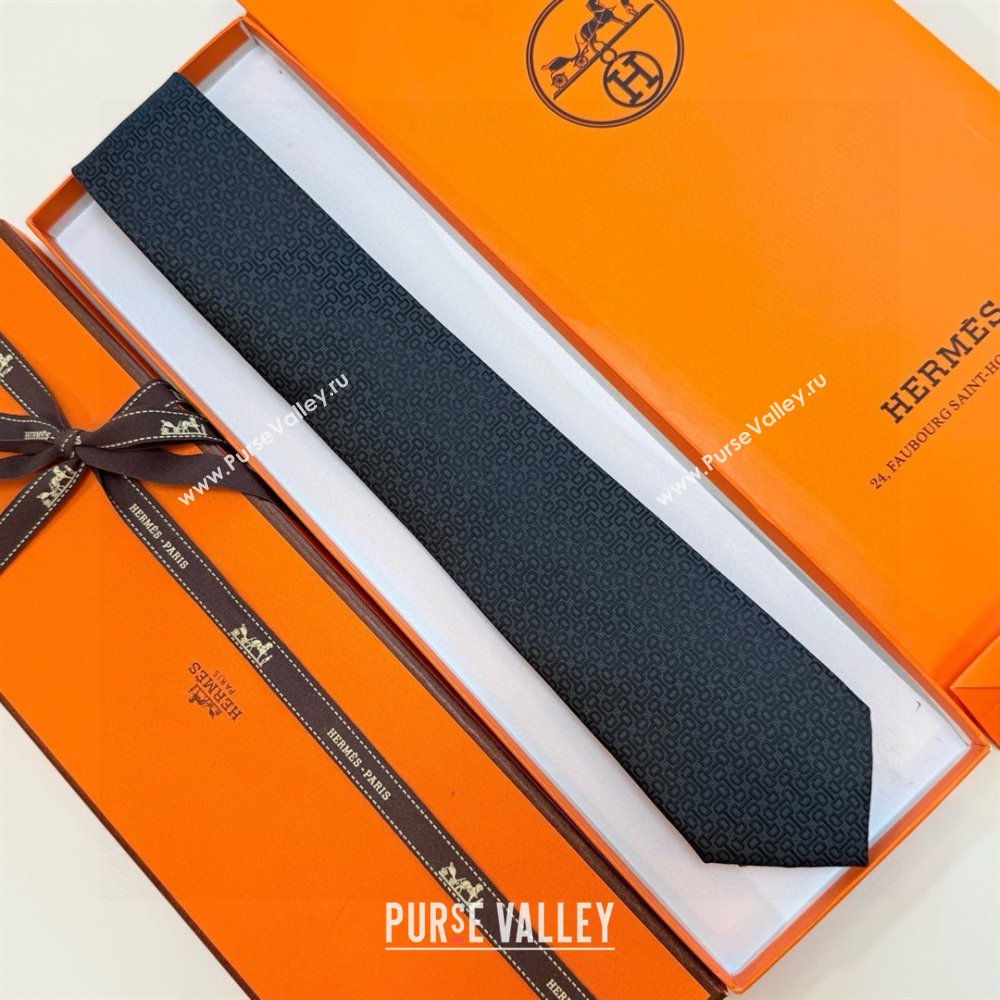 Hermes Silk Tie B111804 Black 2025 (A-25111804)