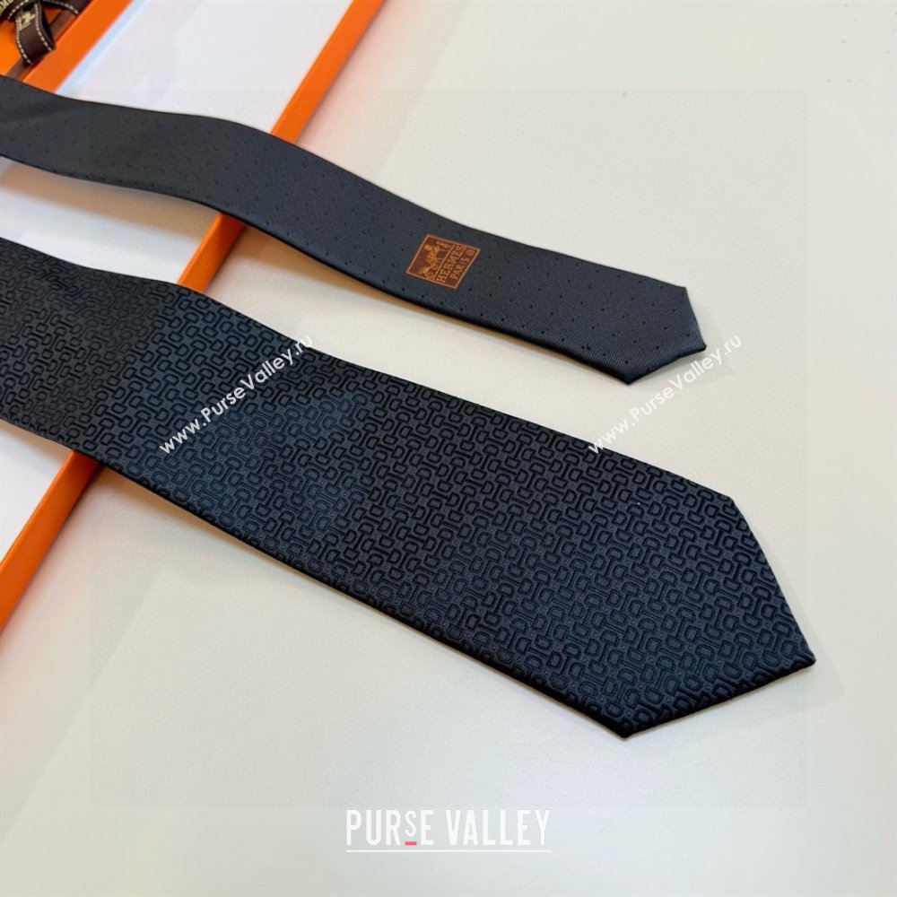 Hermes Silk Tie B111804 Black 2025 (A-25111804)