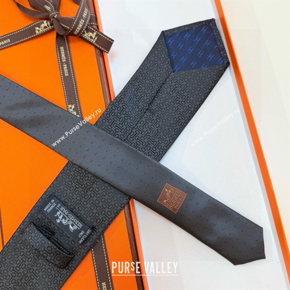 Hermes Silk Tie B111804 Black 2025 (A-25111804)