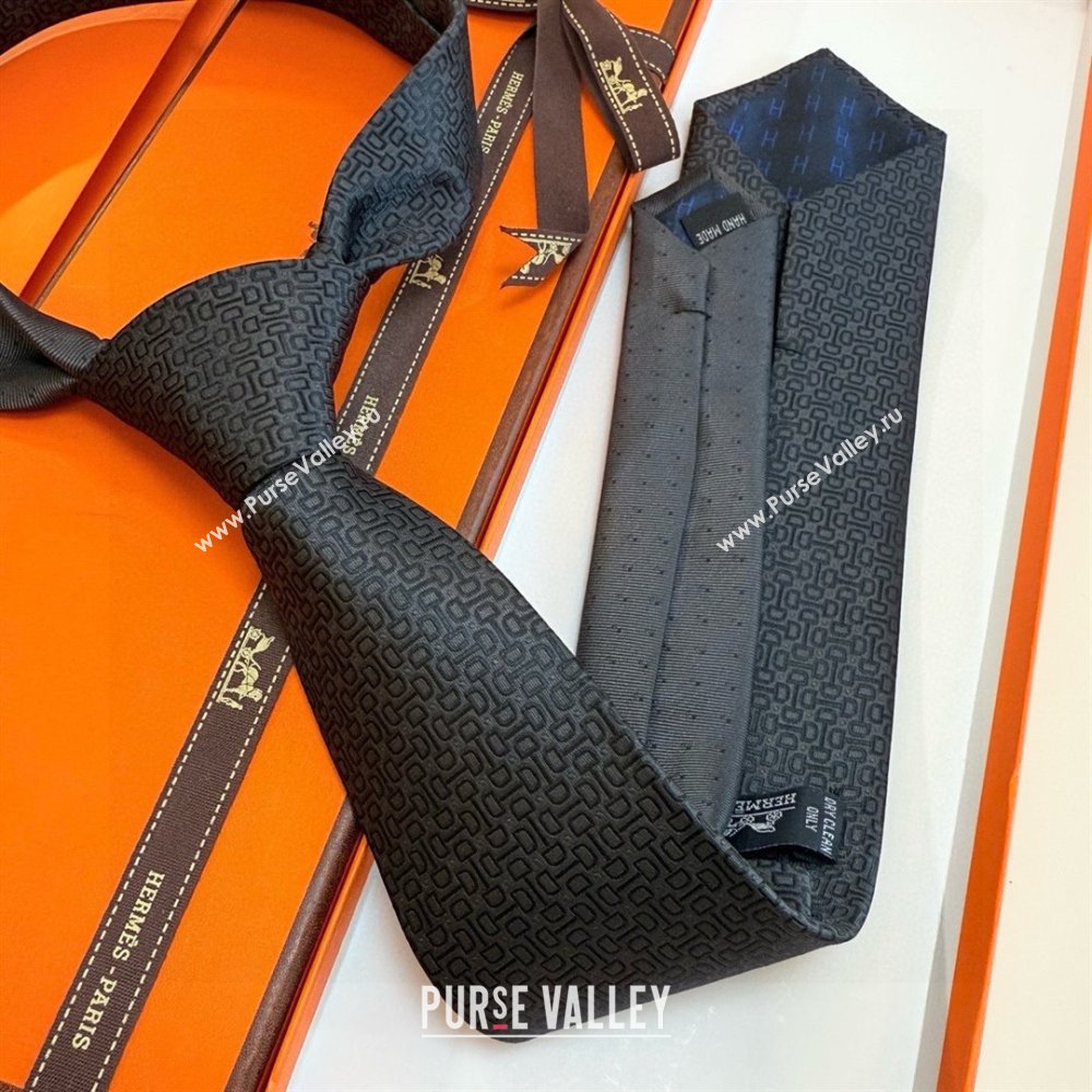 Hermes Silk Tie B111804 Black 2025 (A-25111804)