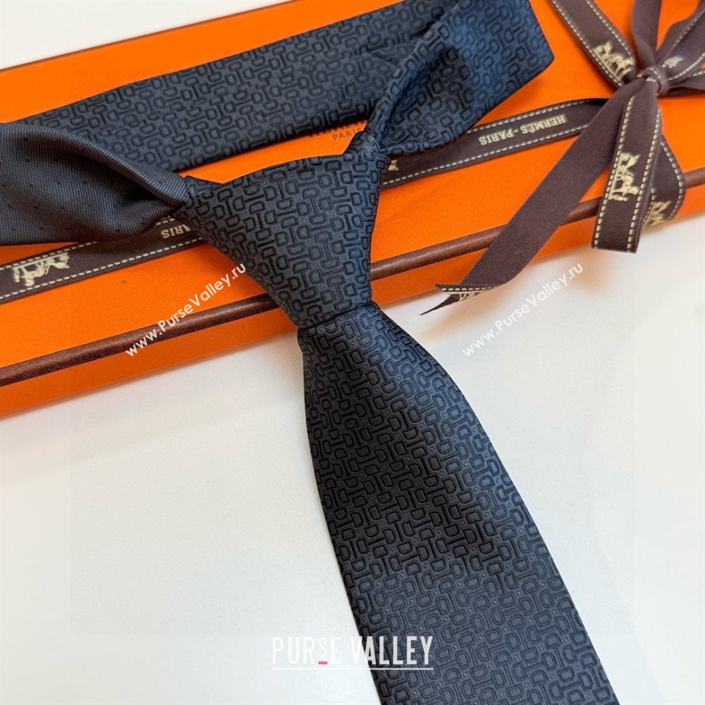 Hermes Silk Tie B111804 Black 2025 (A-25111804)