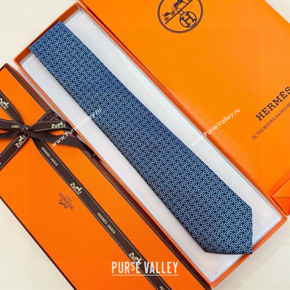 Hermes Silk Tie B111806 Blue 2025 (A-25111806)