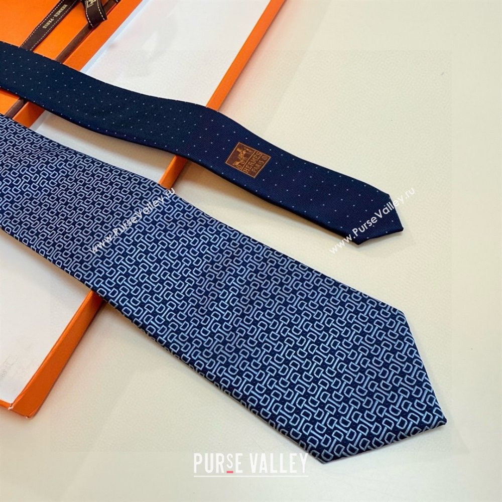 Hermes Silk Tie B111806 Blue 2025 (A-25111806)