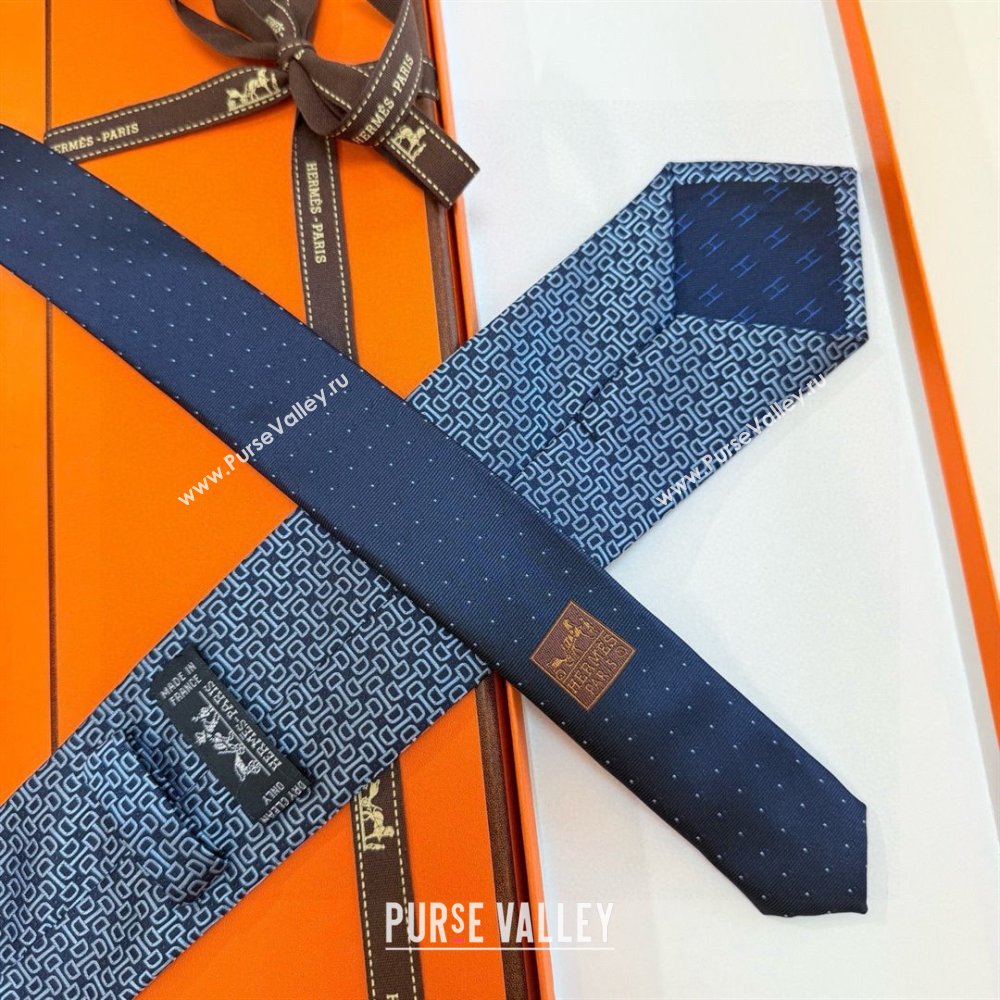 Hermes Silk Tie B111806 Blue 2025 (A-25111806)