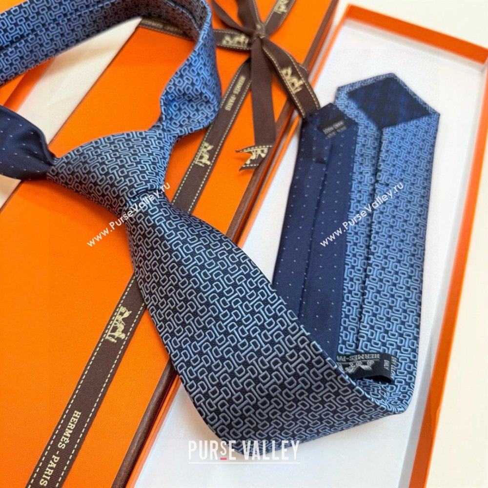 Hermes Silk Tie B111806 Blue 2025 (A-25111806)
