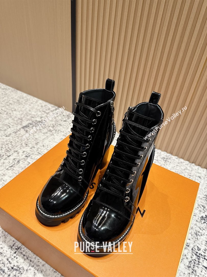 Louis Vuitton Star Trail Ankle Boots 9cm in Shiny Caflskin LV111820 Black 2025 (MD-25111820)
